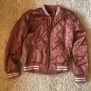 365 pink quilted bomber jacket